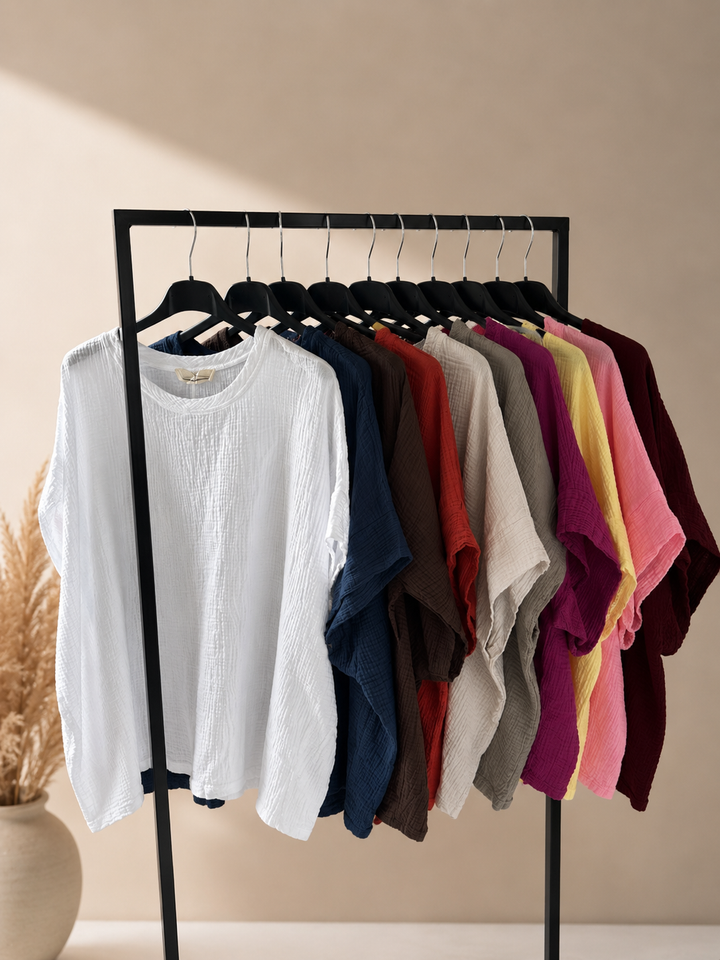 OVERSIZE MUSSELIN SHIRT GINA - versch. Farben