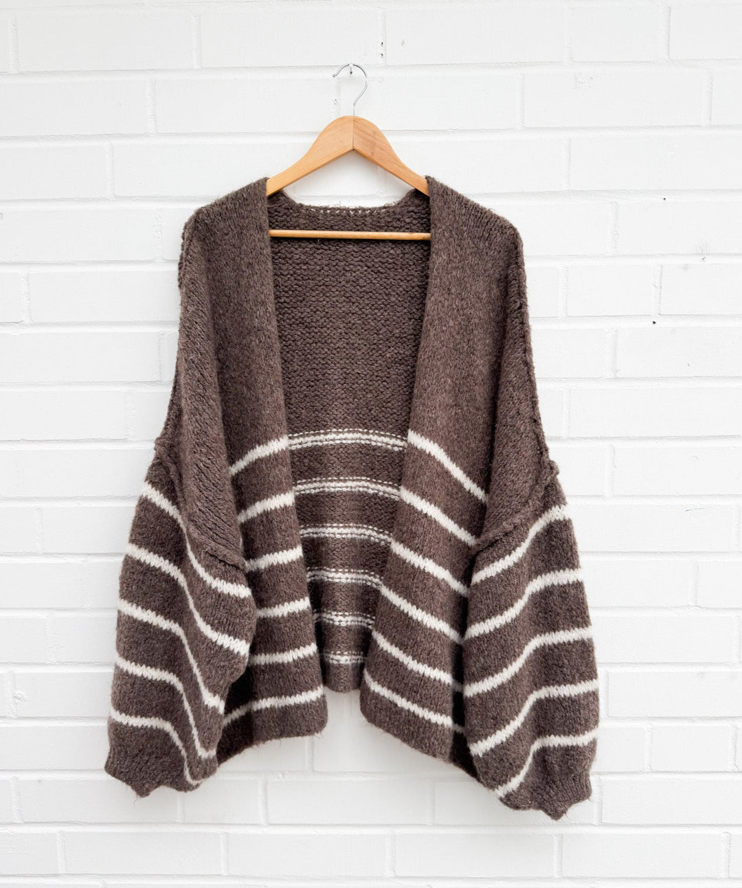 STREIFEN OVERSIZE STRICKJACKE MELLO - braun