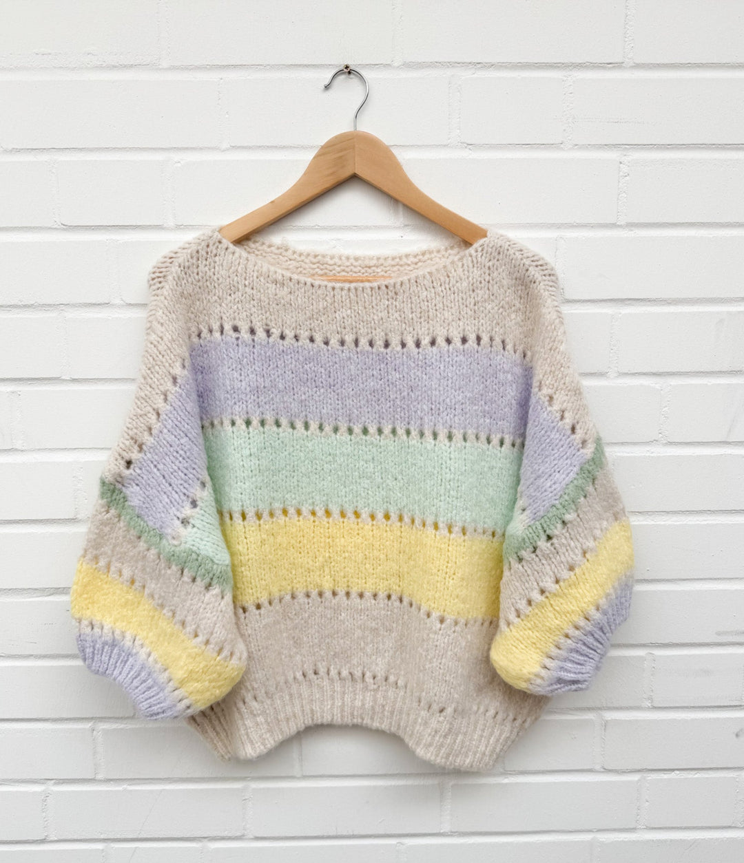 PASTELL STRIPE STRICKPULLOVER - beige