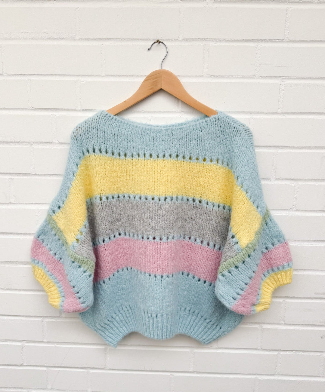 PASTELL STRIPE STRICKPULLOVER - blau