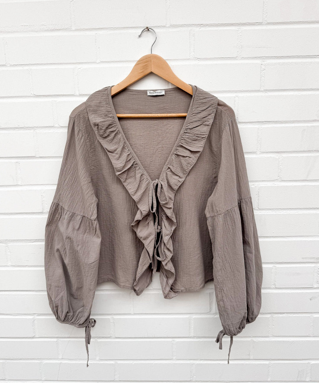 CUTIE SCHLEIFEN BLUSE - taupe