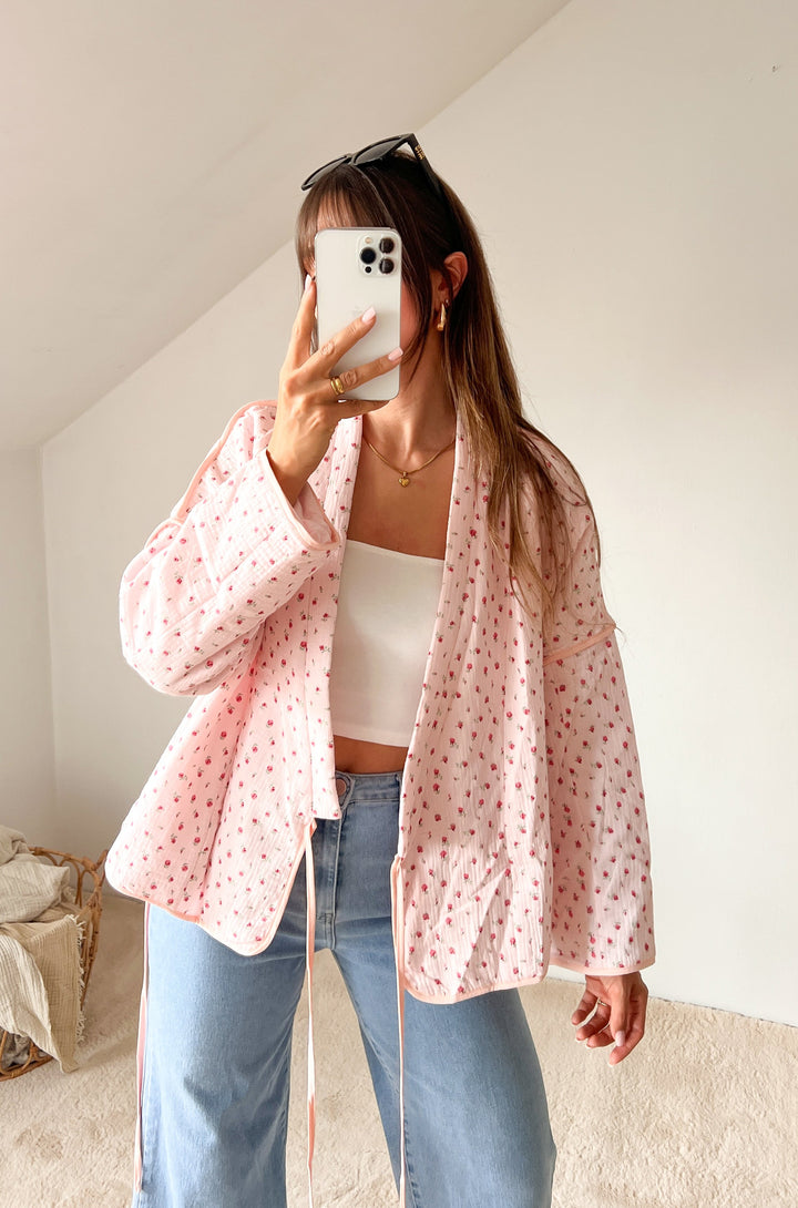 LÄSSIGE ROSE MUSSELIN JACKE - rosa