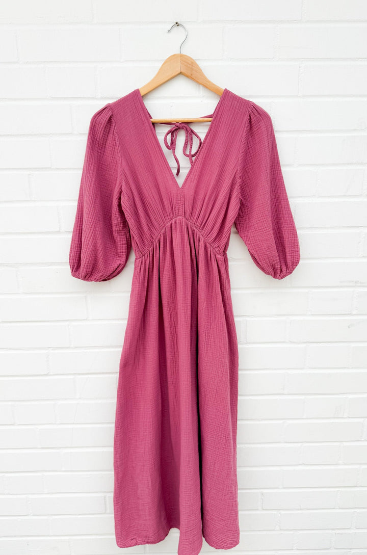 MIDI MUSSELIN SOMMERKLEID UNI - versch. Farben