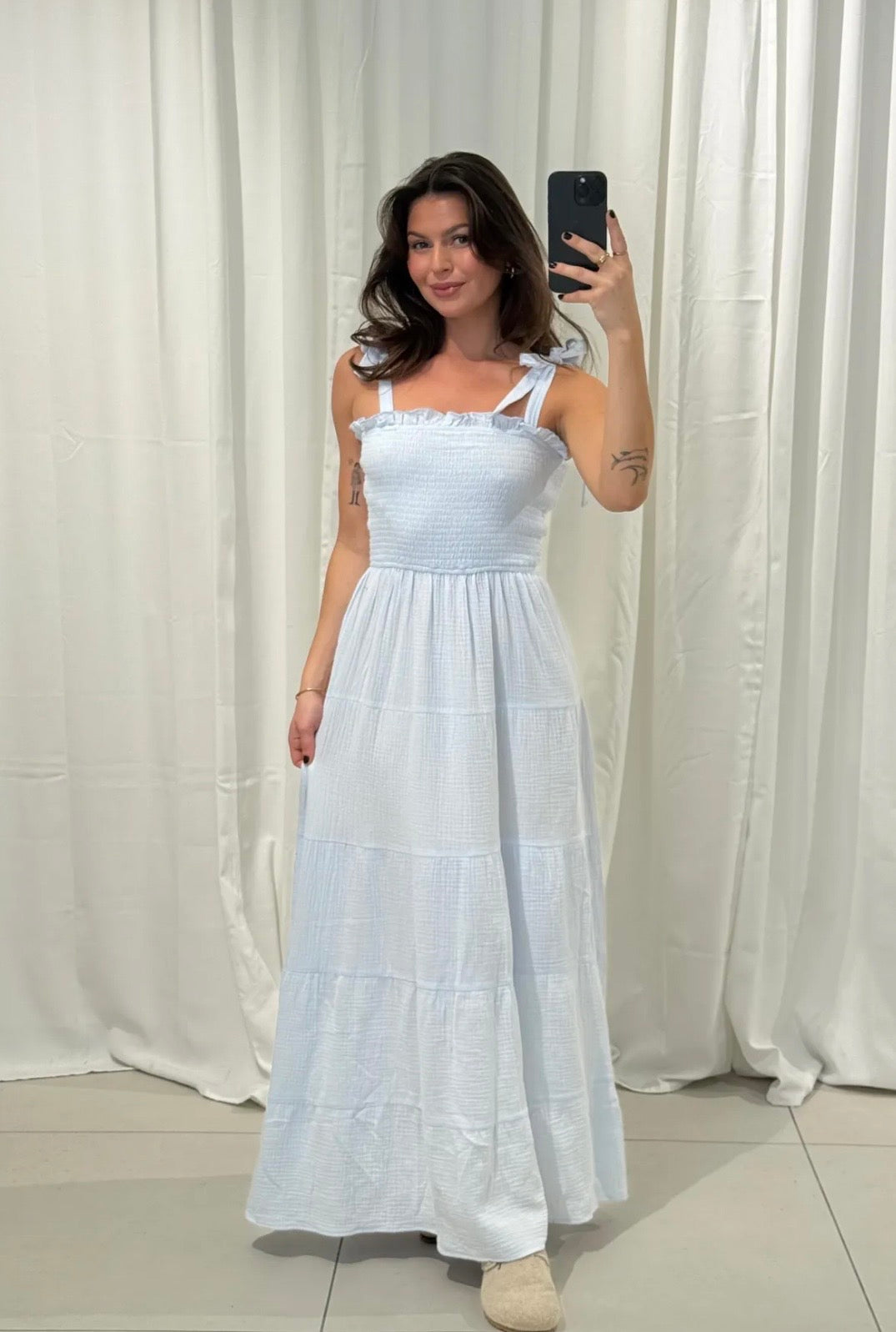 MUSSELIN MAXIKLEID - versch. Farben