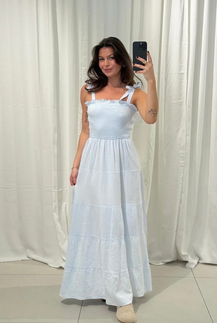 MUSSELIN MAXIKLEID - versch. Farben