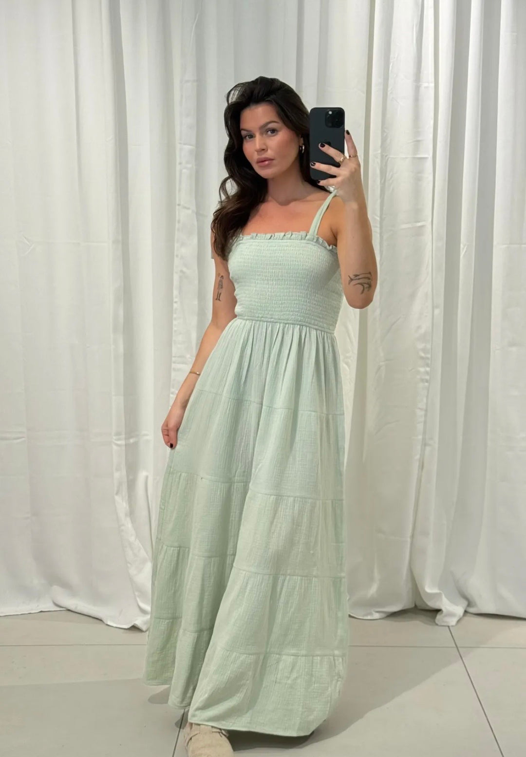 MUSSELIN MAXIKLEID - versch. Farben