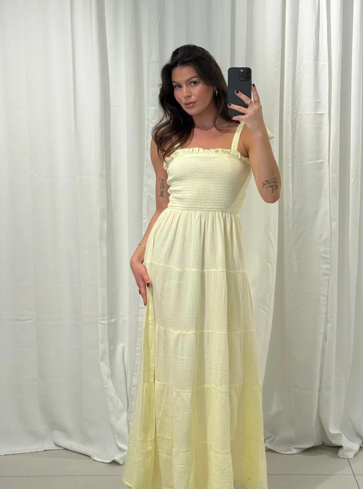 MUSSELIN MAXIKLEID - versch. Farben