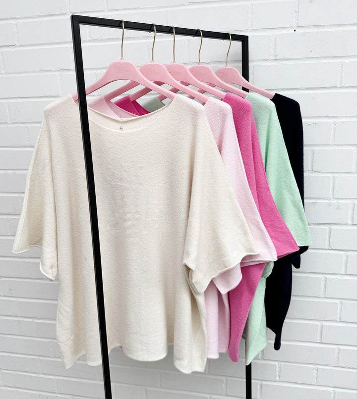 KURZARM OVERSIZE BASIC STRICKPULLOVER - versch. Farben