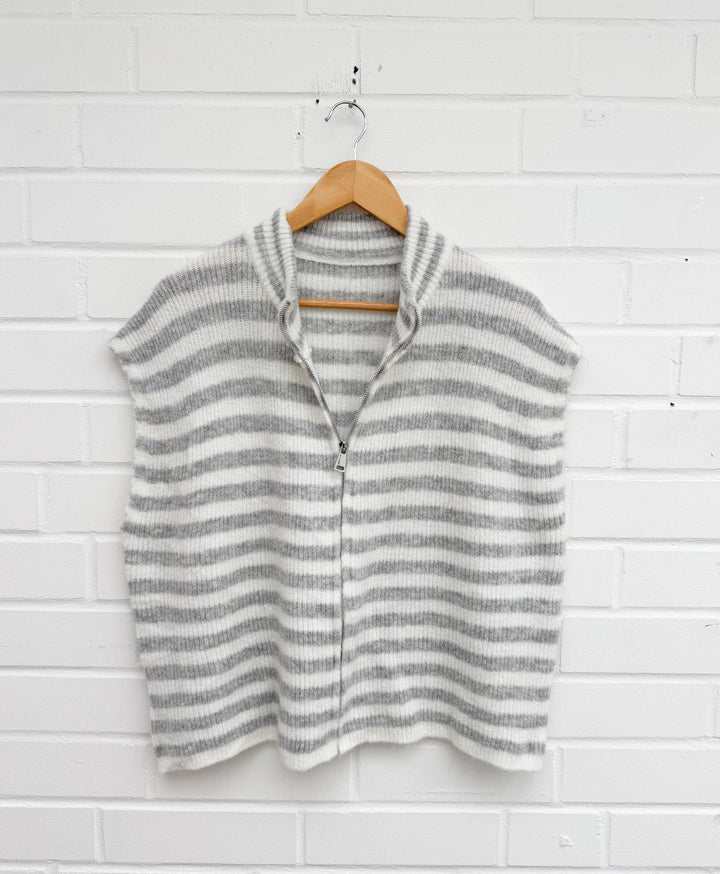 STREIFEN STRICKWESTE mit Reißverschluss - versch. Farben