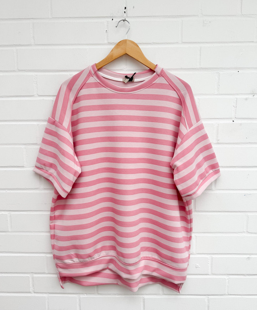 OVERSIZE STREIFEN T-SHIRT- rosa