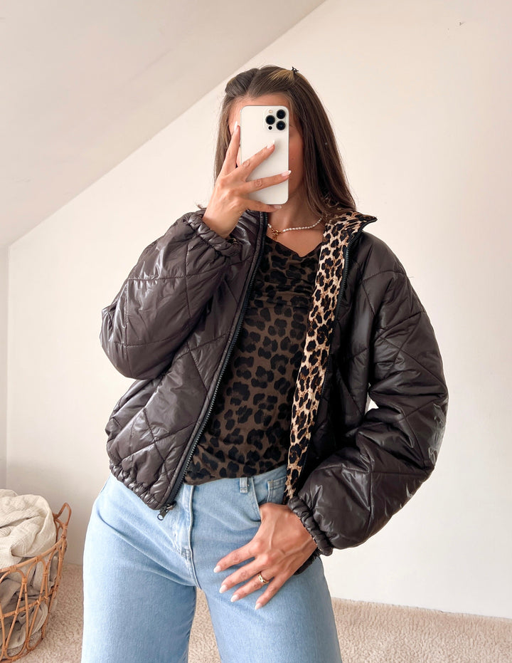 GESTEPPTE WENDEJACKE BROWN LEO - braun