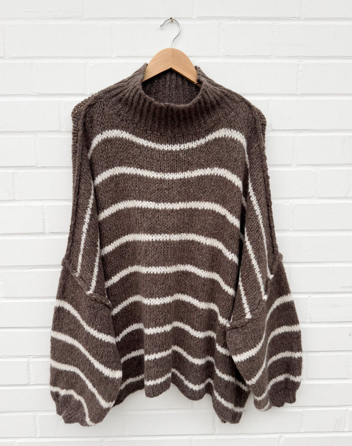 STREIFEN STRICKPULLOVER MAIRA - braun/creme