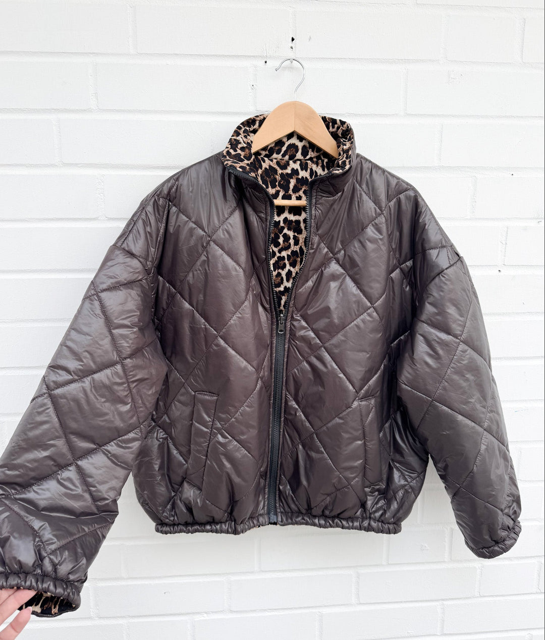 GESTEPPTE WENDEJACKE BROWN LEO - braun