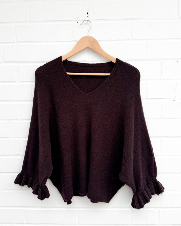 RÜSCHEN V PULLOVER - versch. Farben