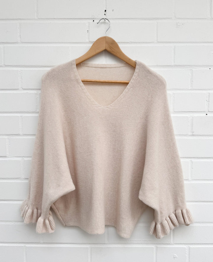 RÜSCHEN V PULLOVER - versch. Farben