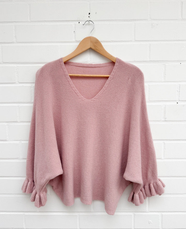 RÜSCHEN V PULLOVER - versch. Farben