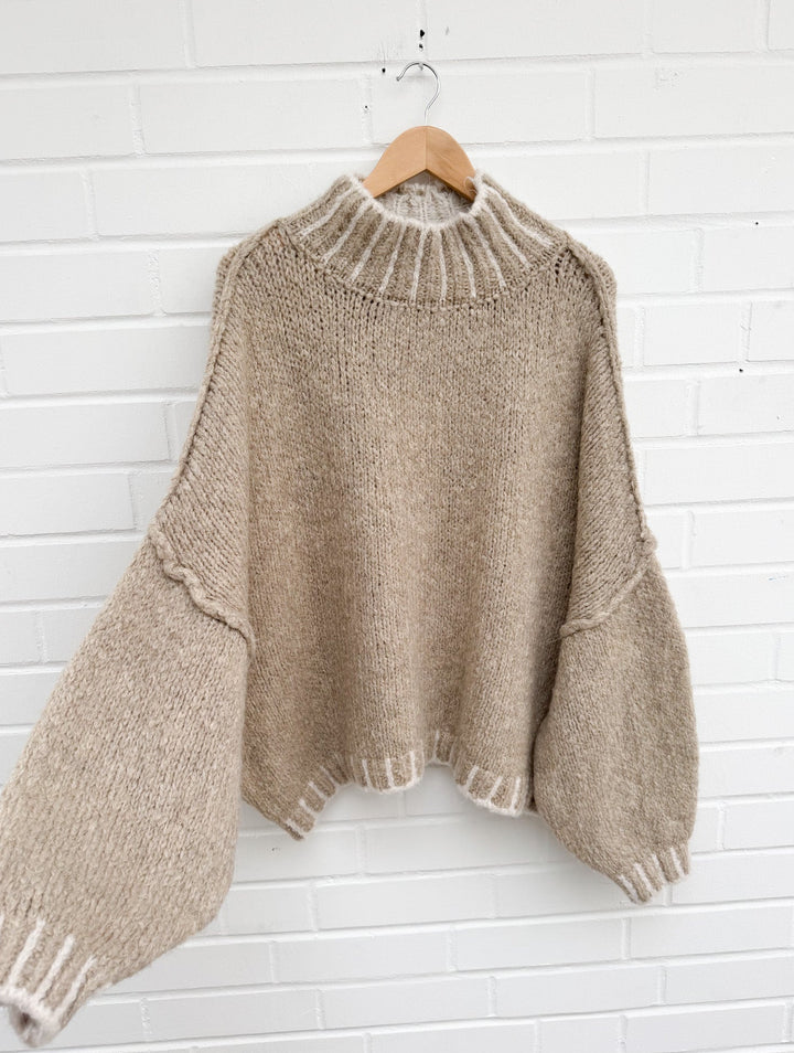 OVERSIZE STRICKPULLOVER MAIRA mit Naht - versch. Farben