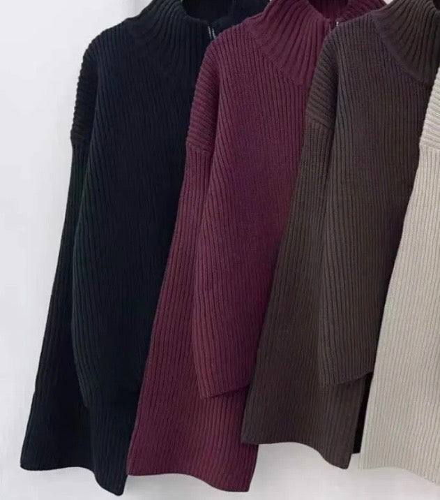 BASIC STRICKJACKE mit Zipper - versch. Farben