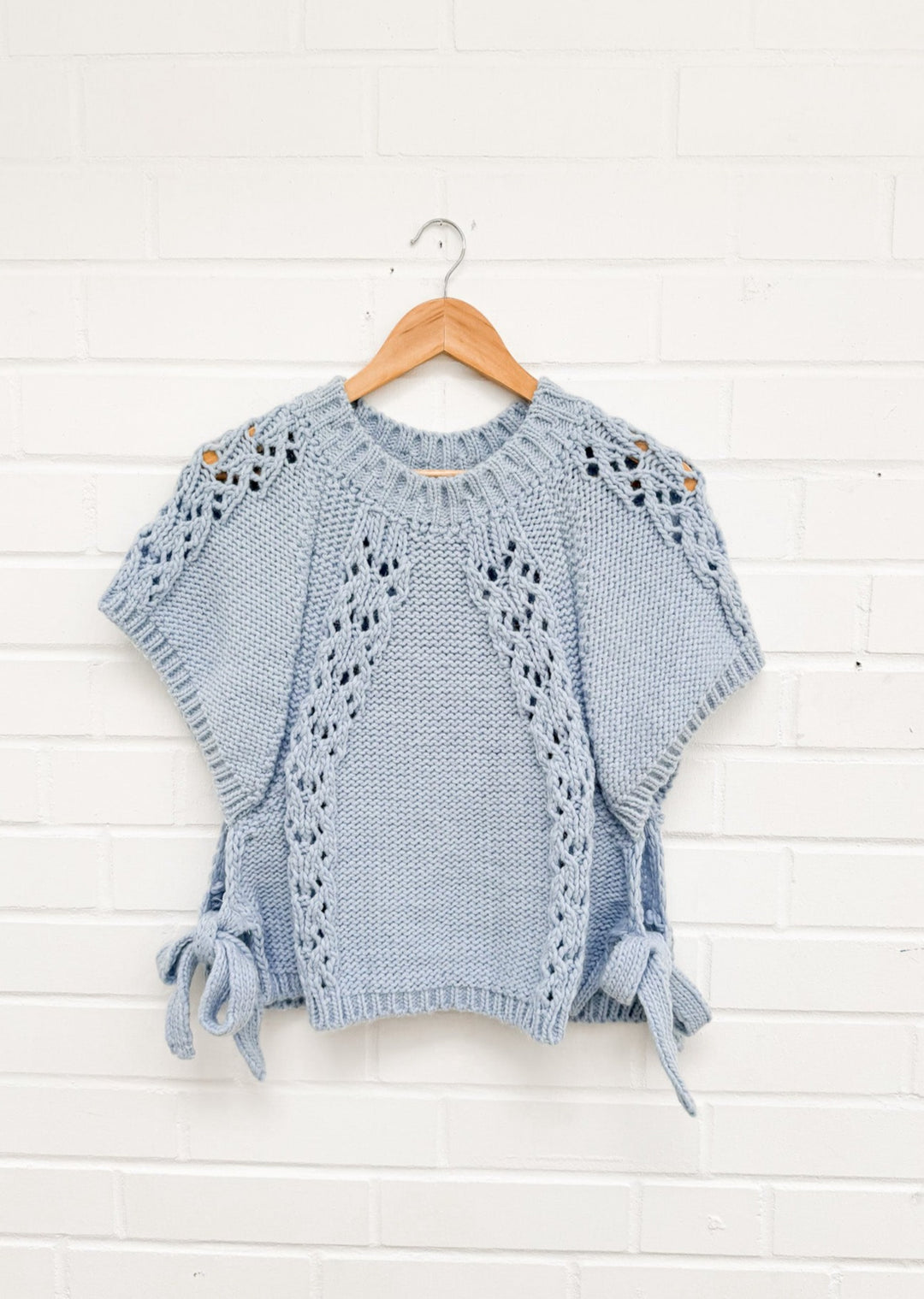 KURZARM STRICKPULLOVER LISA - hellblau