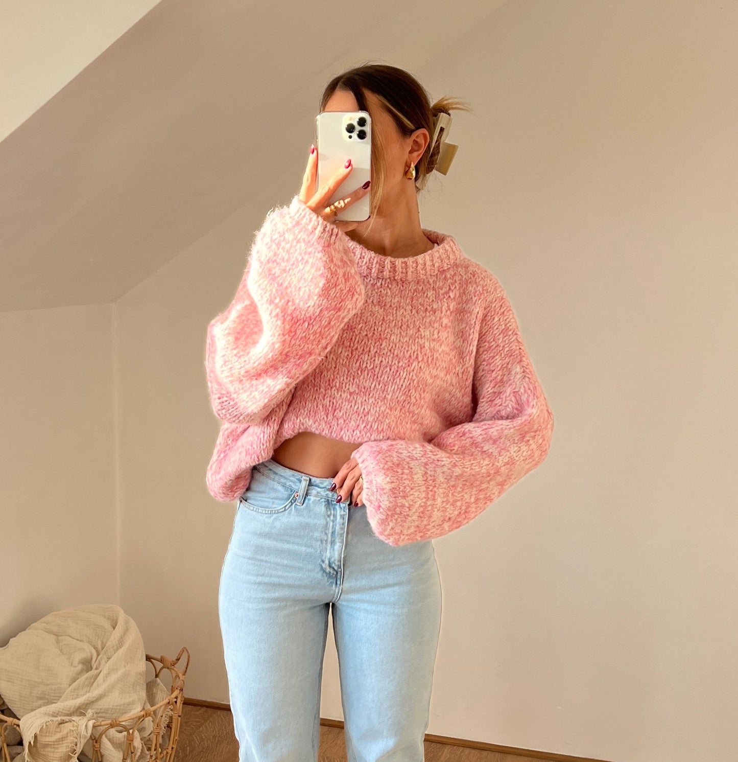 OVERSIZE STRICKPULLOVER MULTI DONA - rosa