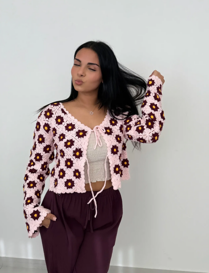 HÄKEL FLOWER JACKE - rosa