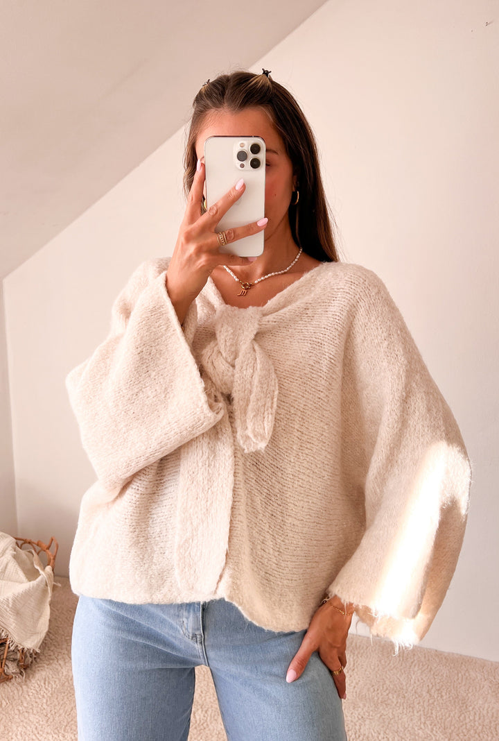 DREAMY STRICKPULLOVER mit Schleife - versch. Farben