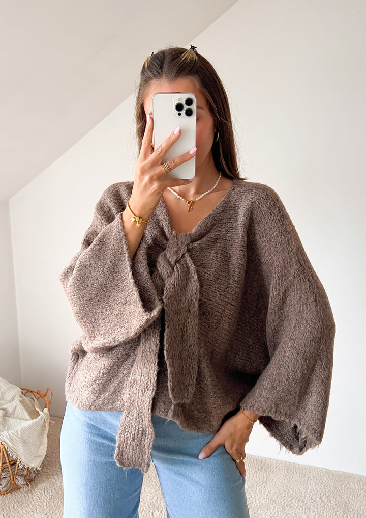 DREAMY STRICKPULLOVER mit Schleife - versch. Farben