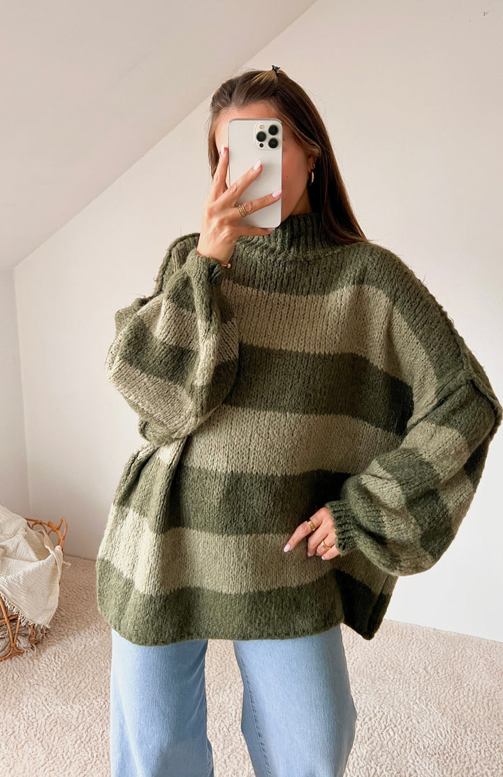 STREIFEN STRICKPULLOVER MAIRA - grün