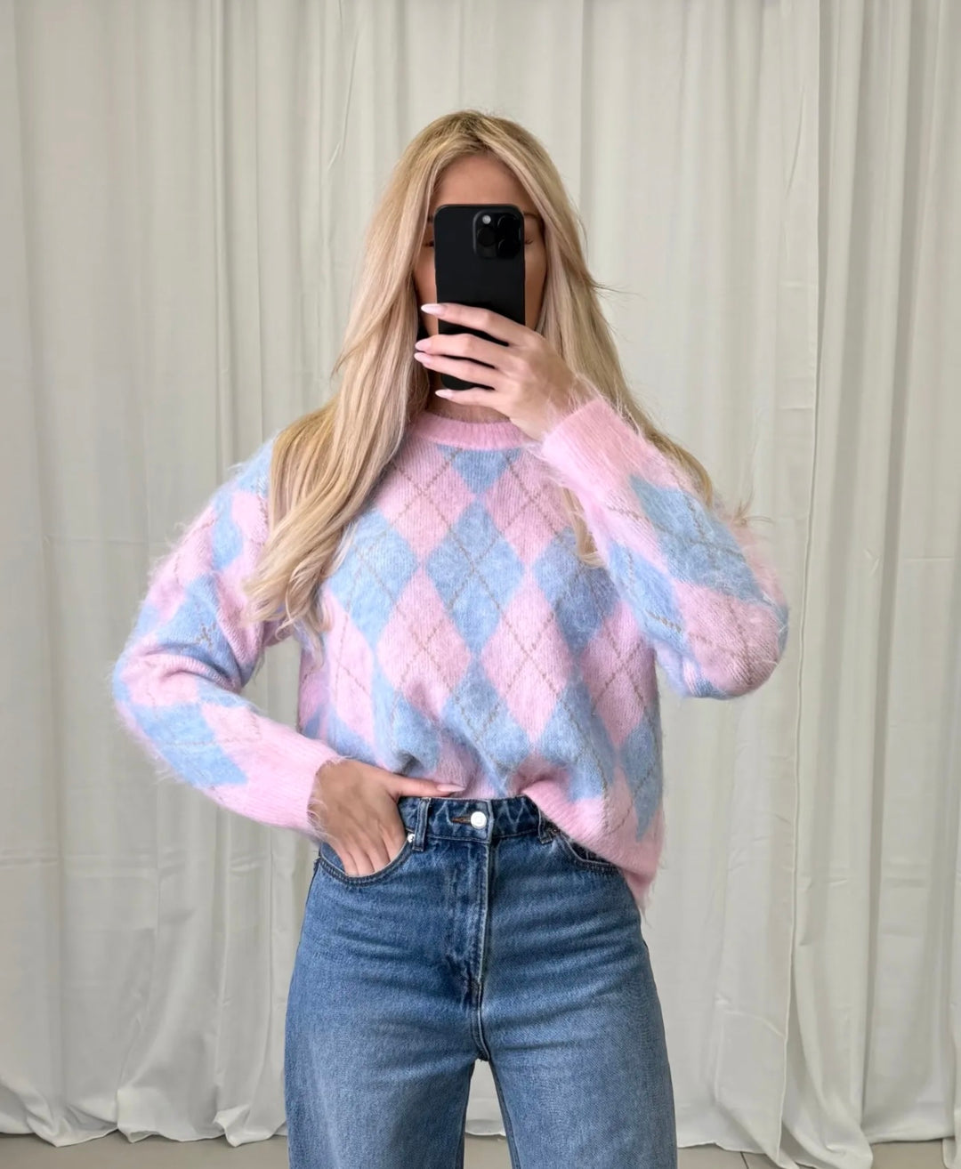 KARO COLOR STRICKPULLOVER - versch. Farben