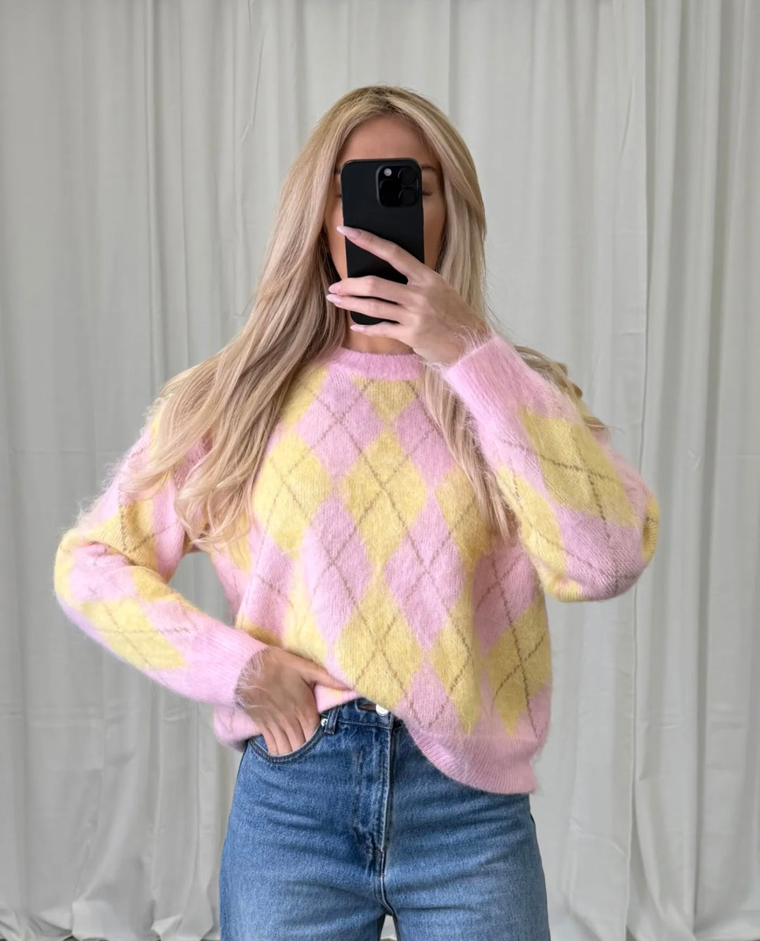 KARO COLOR STRICKPULLOVER - versch. Farben