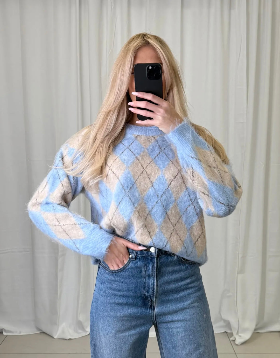 KARO COLOR STRICKPULLOVER - versch. Farben