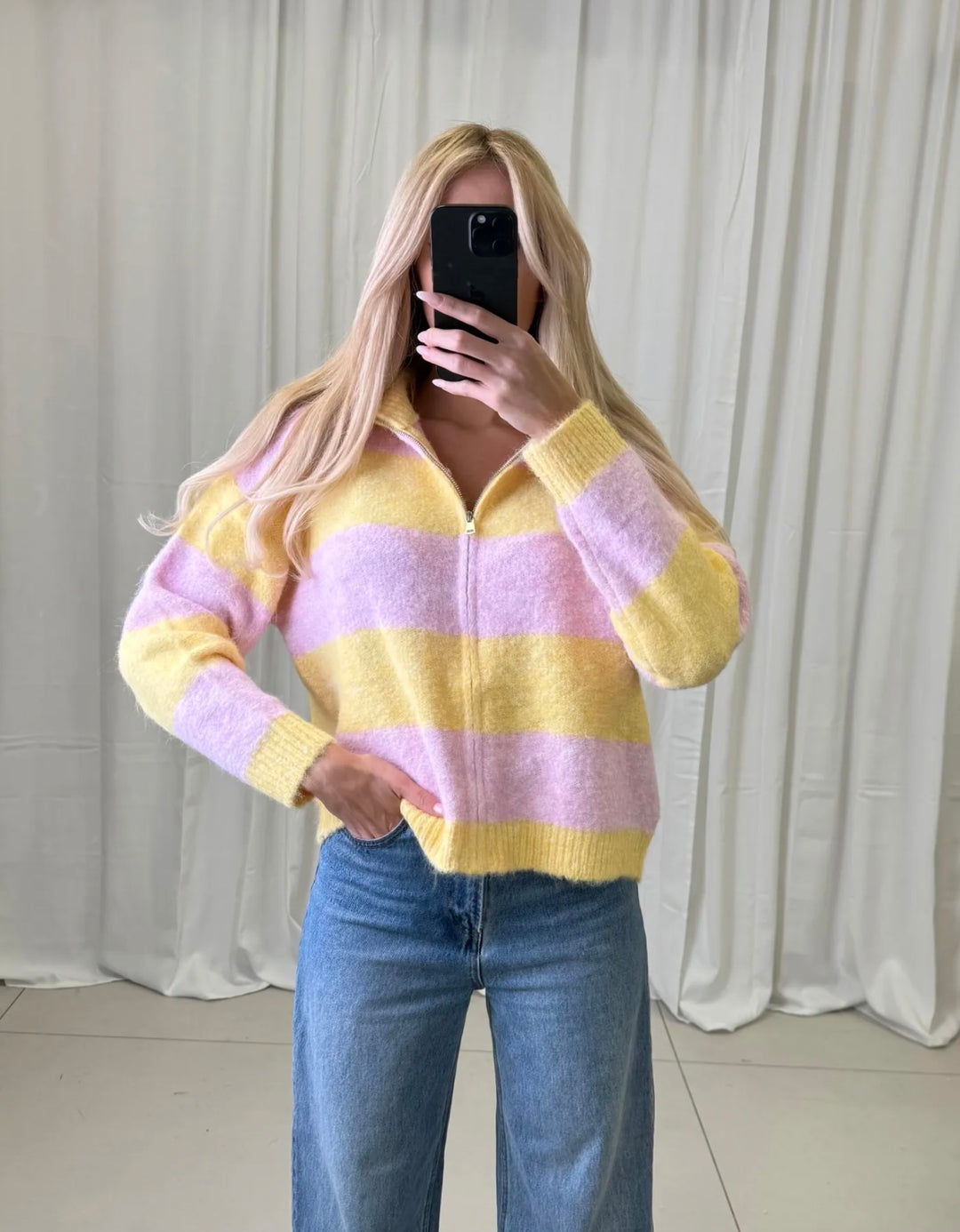 BIG STRIPE STRICKJACKE mit Reißverschluss - versch. Farben