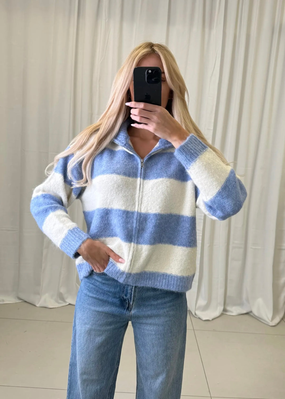 BIG STRIPE STRICKJACKE mit Reißverschluss - versch. Farben