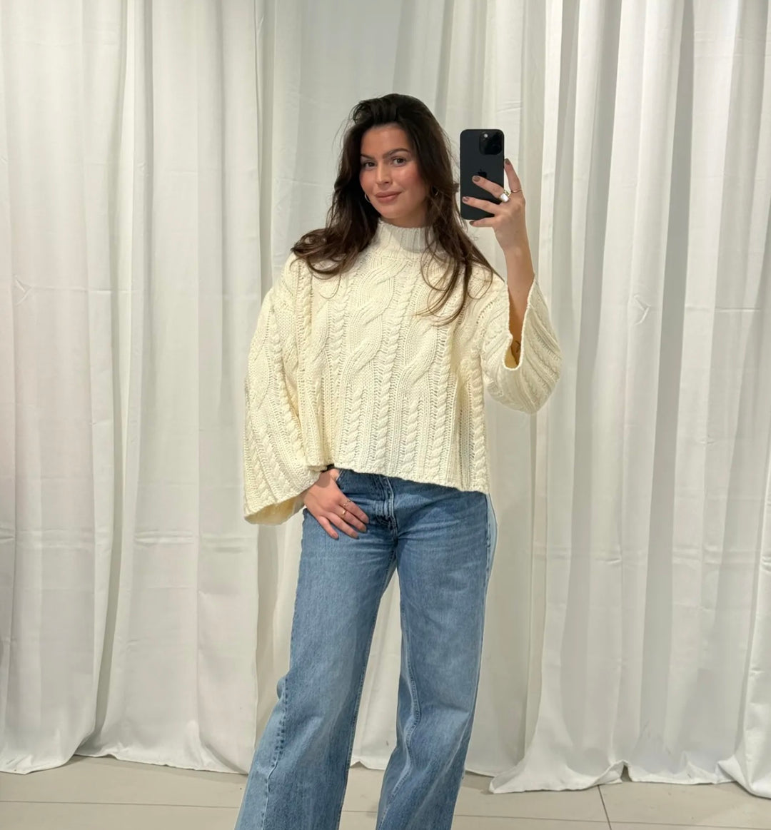 OVERSIZE ZOPFMUSTER STRICKPULLOVER - versch. Farben