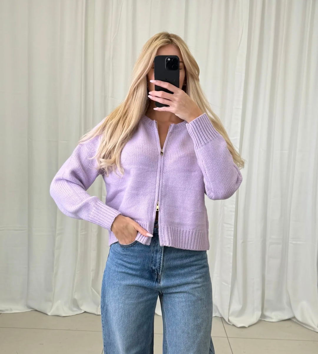 STRICKJACKE mit goldenen Reißverschluss - versch. Farben