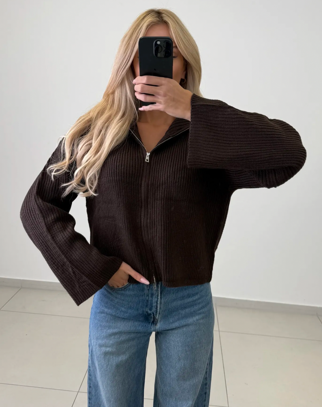 STRICKJACKE mit Reißverschluss - versch. Farben