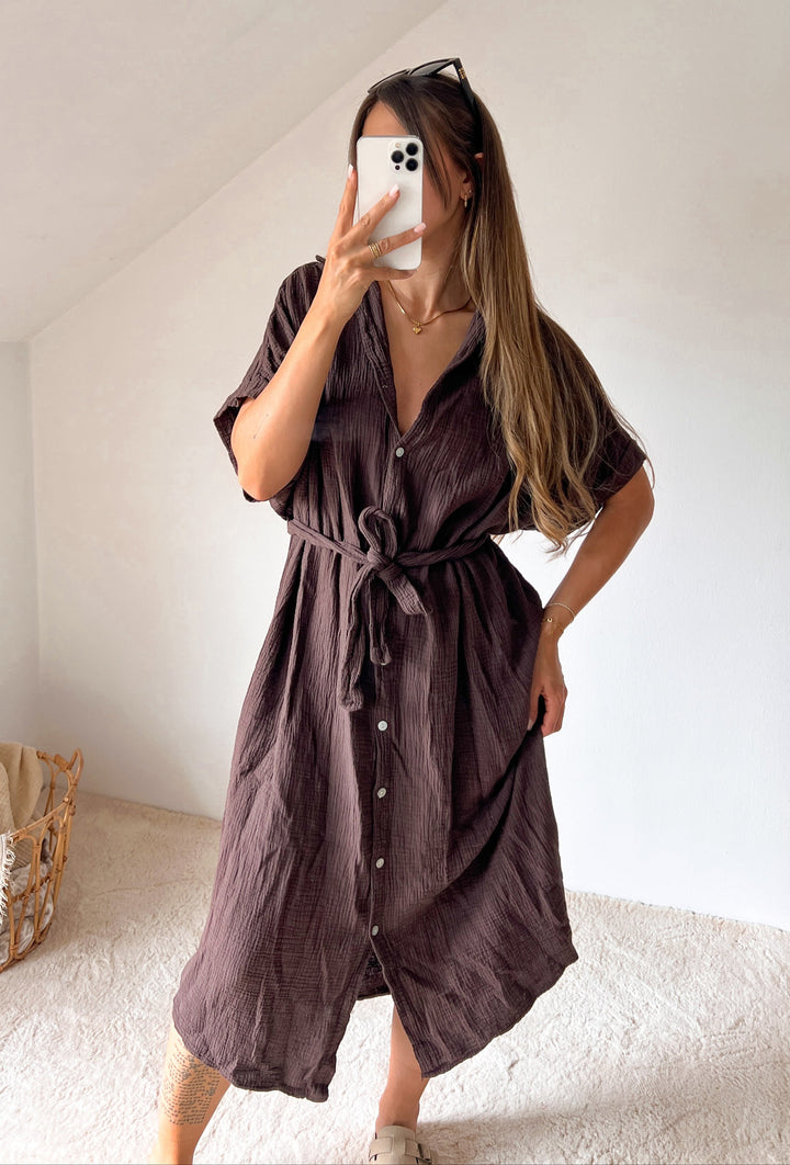 LANGES MUSSELIN BLUSENKLEID CORINNA - versch. Farben