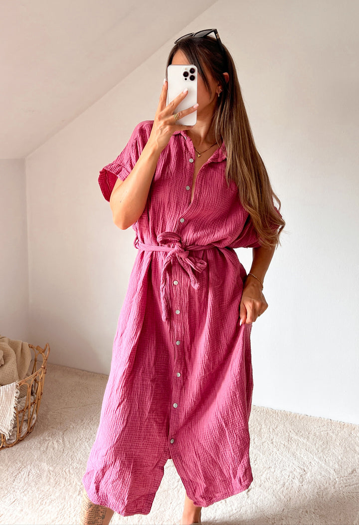 LANGES MUSSELIN BLUSENKLEID CORINNA - versch. Farben