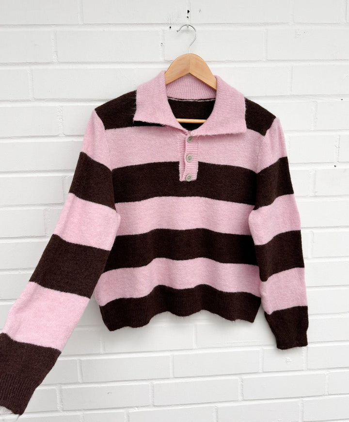 STREIFEN STRICKPULLOVER mit Kragen - versch. Farben