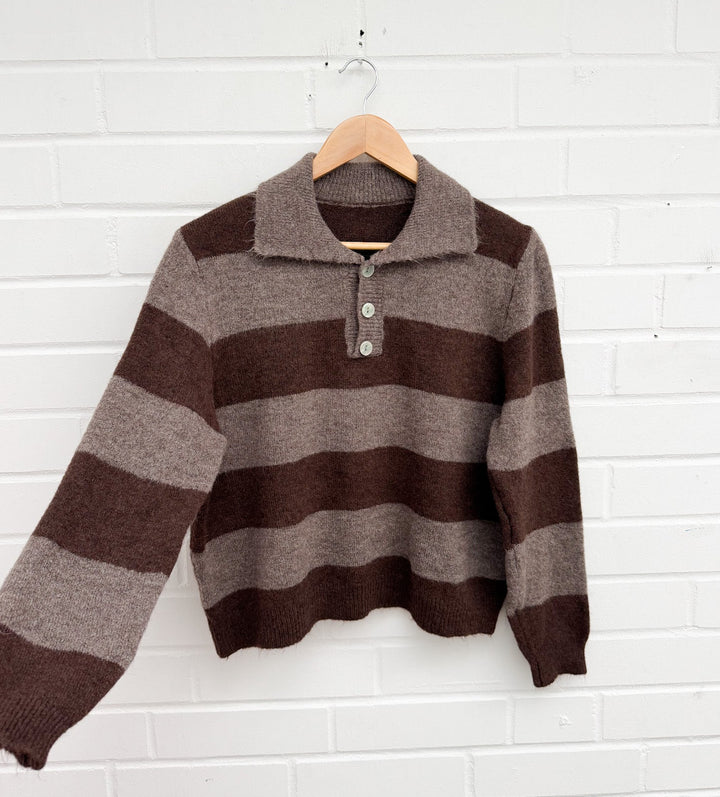 STREIFEN STRICKPULLOVER mit Kragen - versch. Farben