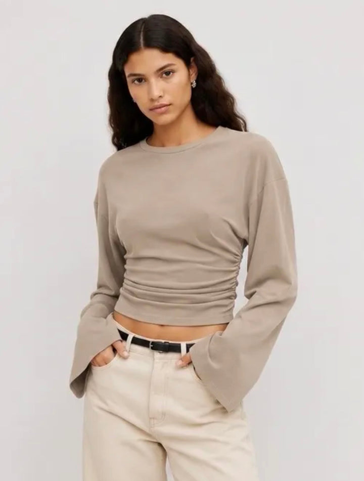 BASIC LANGARM SHIRT mit Raffung - versch. Farben