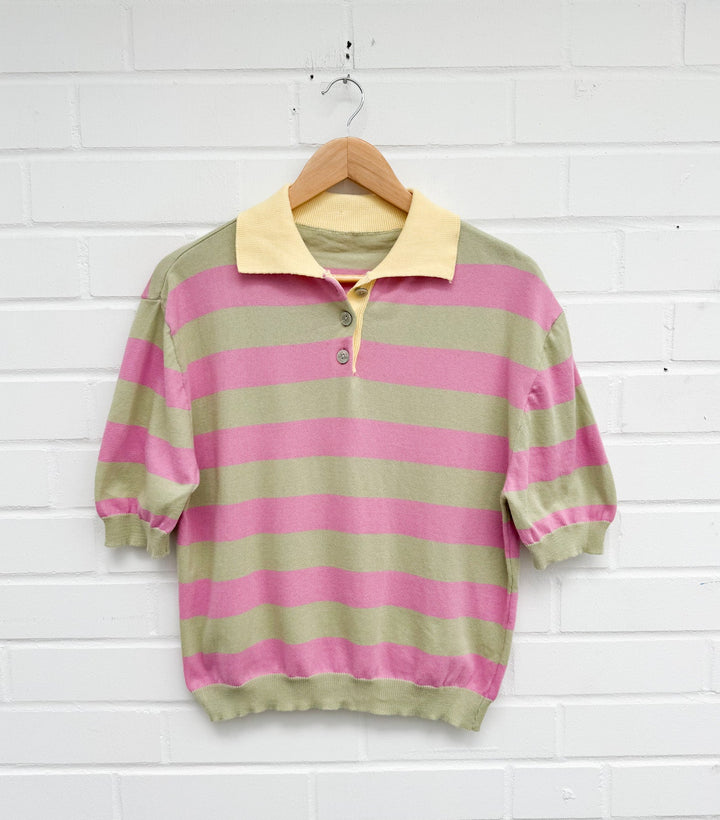 KURZARM STREIFEN SHIRT mit Kragen - Versch. Farben