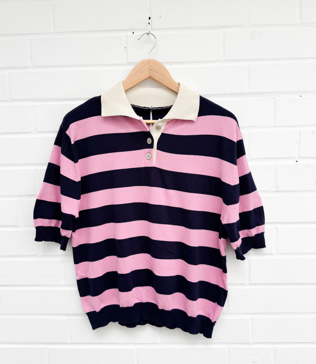 KURZARM STREIFEN SHIRT mit Kragen - Versch. Farben
