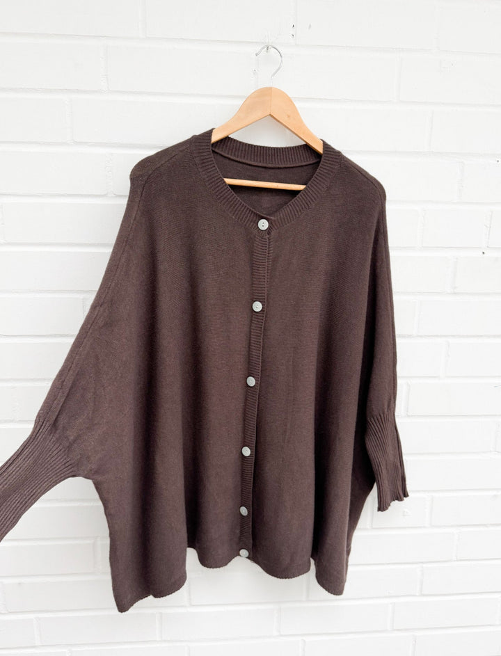 BASIC OVERSIZE STRICKJACKE mit Knöpfen - versch. Farben