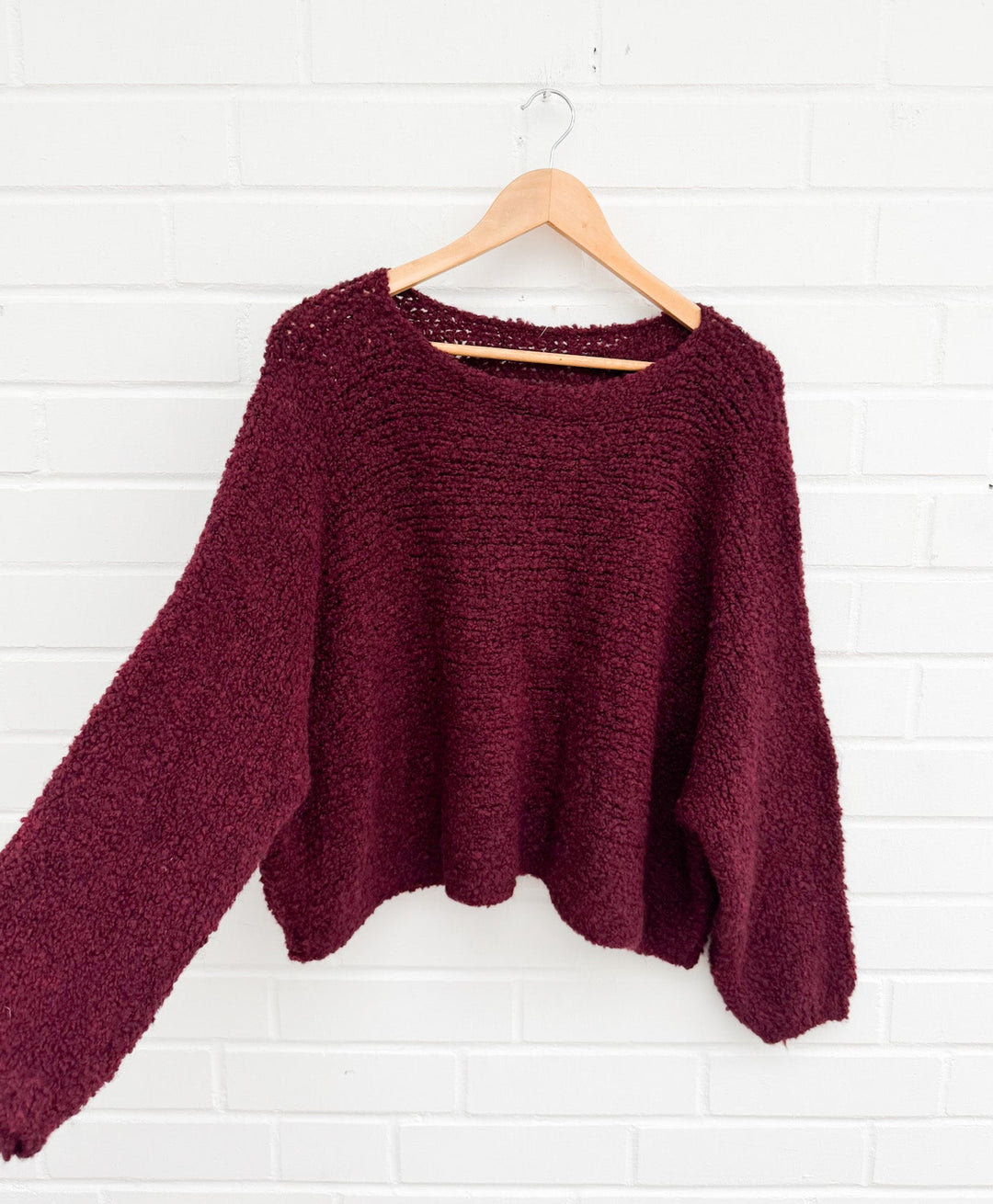 CROP BOUCLE STRICKPULLOVER - versch. Farben