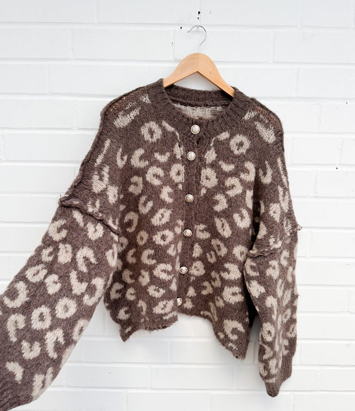 LEO STRICKJACKE MAIRA - Schlamm Taupe