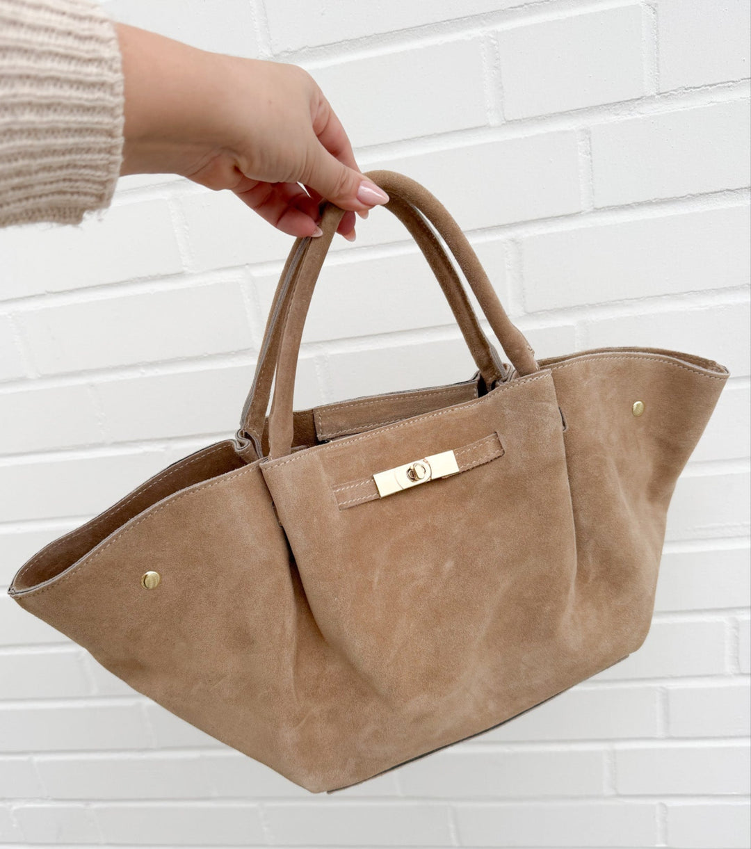 Ledertasche Beige Wildleder Tasche WILDLEDER TASCHE PIA