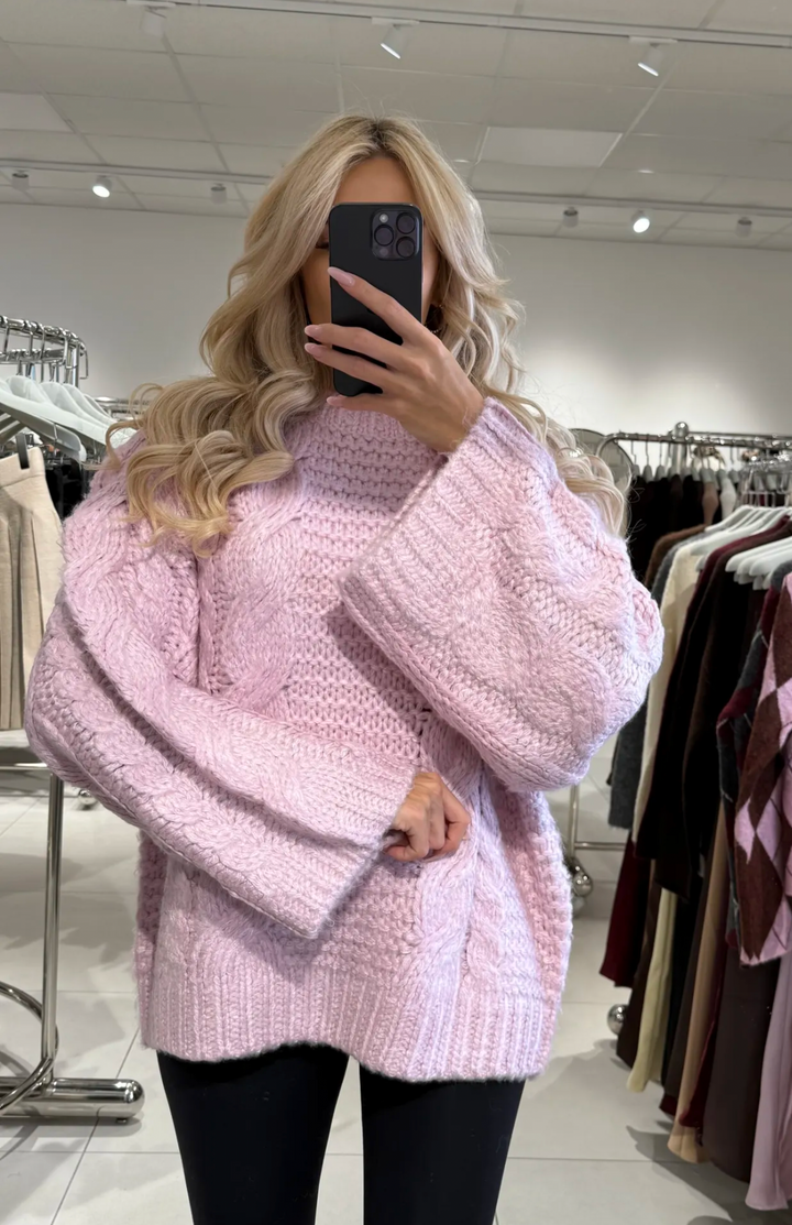 OVERSIZE ZOPFMUSTER PULLOVER - braun