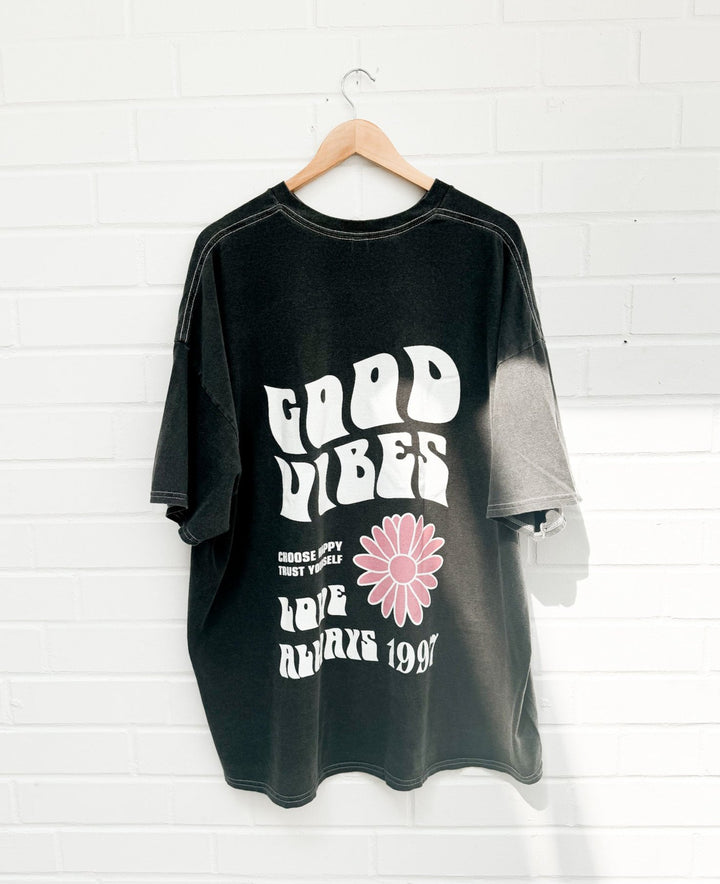 OVERSIZE T-SHIRT GOOD VIBES FLOWER - versch. Farben