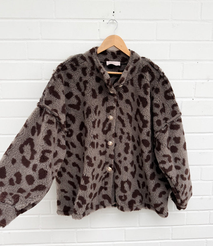 LOCKERE LEO TEDDY JACKE - schlamm